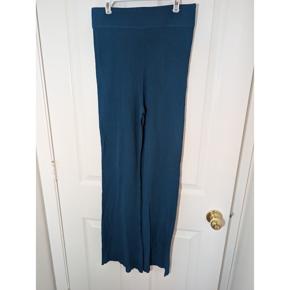 The Drop Women's Ellison Legion Blue Ribbed Knit Flare Lounge Pants XS